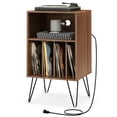 thumbnail image 2 of Resenkos Record Player Stand with Charging Station for Living Room Bedroom-Walnut, Nightstand Small Side Table, End Table for Bedroom Living Room, 2 of 7