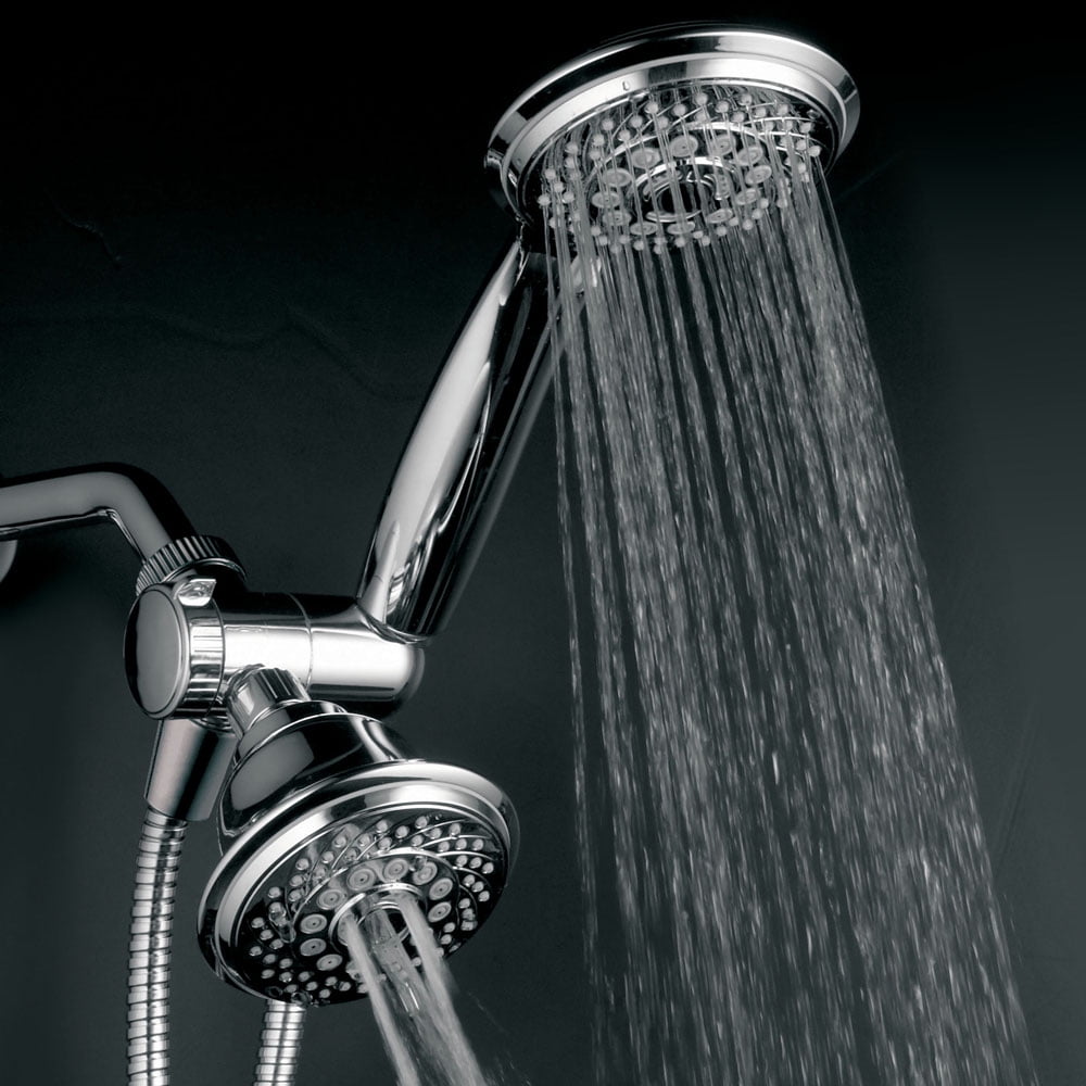 HotelSpa 30-Setting Dual Shower Heads Combo with Extra Long 6 ft. Stainless Steel Shower Hose