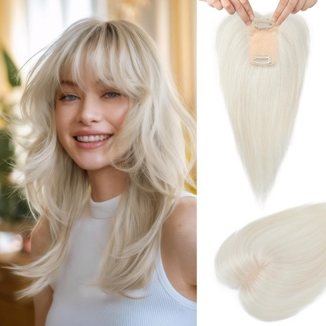 Hair Toppers Flufymooz, pelo humano auténtico, 25 cm, 150% de densidad