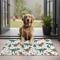 Green Dinosaurs Christmas Pattern Door Rugs,Washable Non Slip Door Mats Indoor,Decorative Door Mats,Entry Mat Indoor for Entrance,Bedroom,Kitchen,Bathroom,20"x32"
