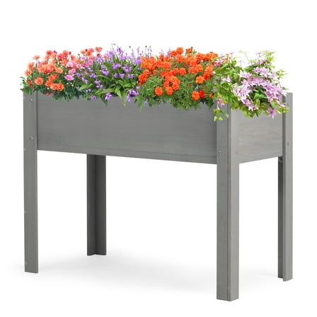 40x20x31'' Raised Garden Bed with Legs, Solid Wood Elevated Planter Box for Outdoor Backyard Patio