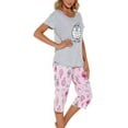 thumbnail image 3 of Previn Women's Cotton Capri Pajama Set Cartoon Lounge SetCute 2 Piece Short Sleeve Shirt Capri Pant Pj Sleepwear Comfy Summer Loungewear V Neck Patterned4 X-Large, 3 of 4