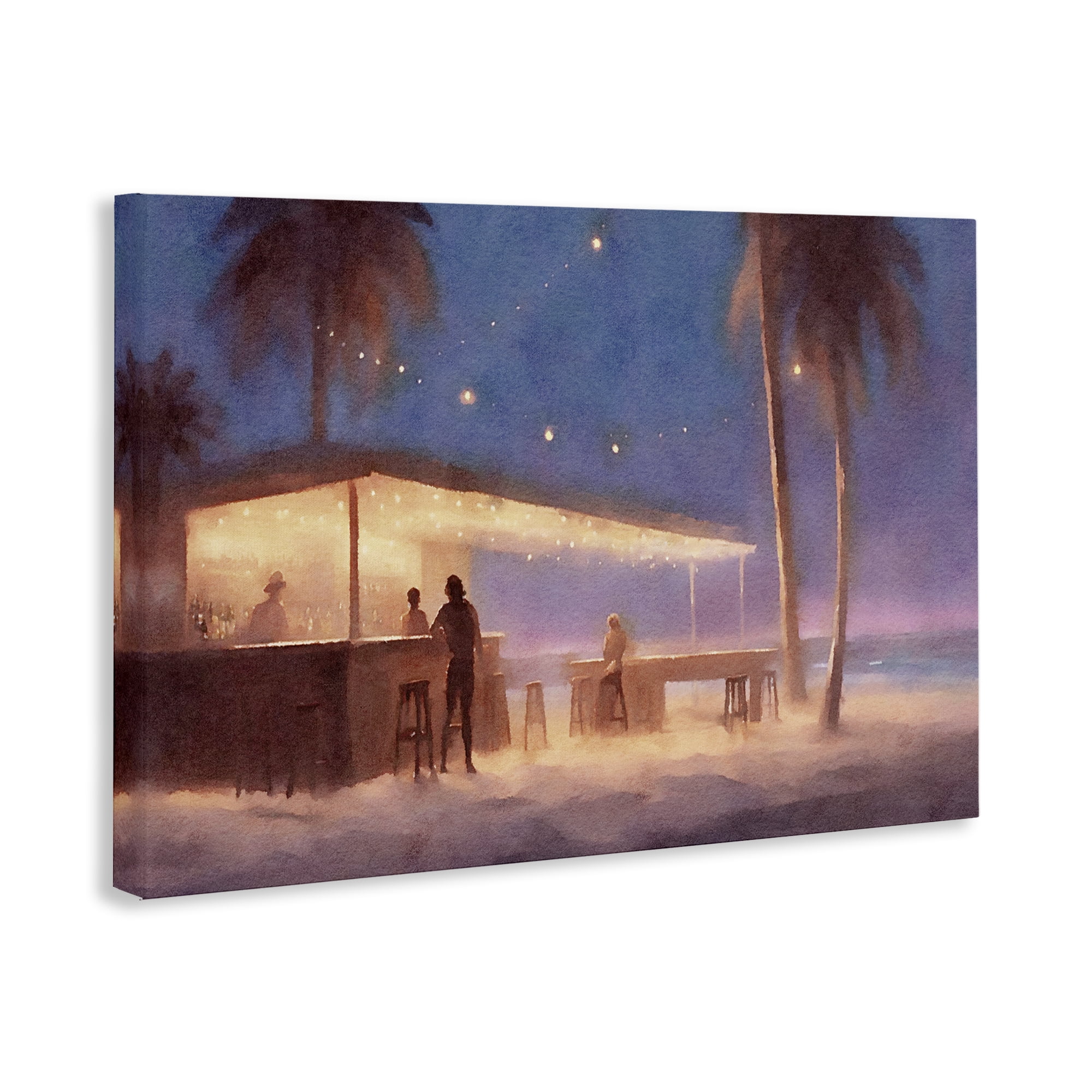 Stupell Industries Evening Beach Bar Nautical & Beach Painting Wrapped Canvas Art Print Wall Art, 30 x 20