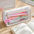 thumbnail image 4 of Double Layer Bow Pencil Pouch, Aesthetic Floral Pencil Case, Large Capacity Transparent PVC Stationery Pouch For Students, Travel Cosmetic Organizer 8.66x3.94in, Pink, 4 of 7