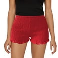 thumbnail image 2 of MIXUE Shorts For Women Summer Solid Color Elastic Ruffle Sexy Casual Comfortable Shorts Streetwear,Red,S, 2 of 9