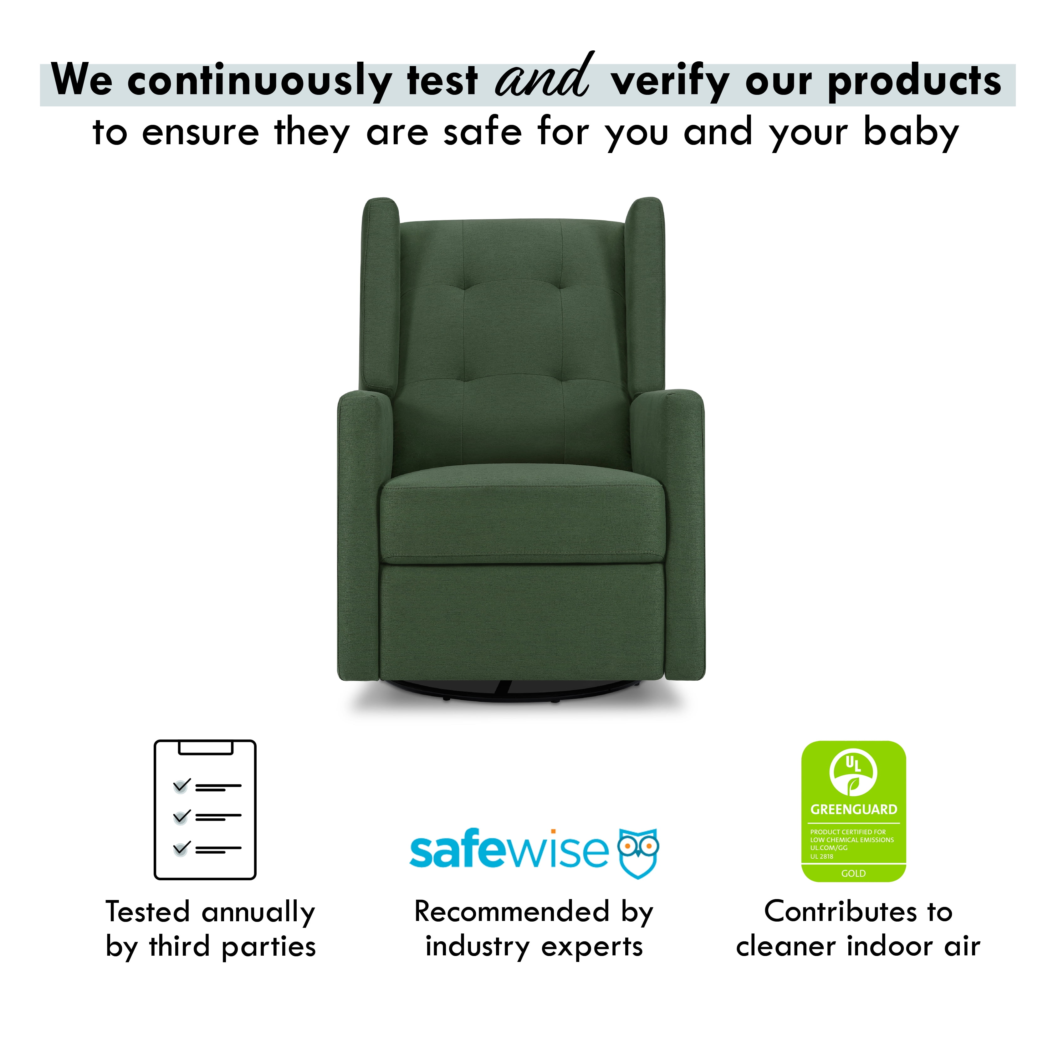 DaVinci Maddox Polyester Fabric Recliner, Pine Green