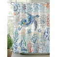 thumbnail image 2 of Blue Coastal Ocean Shower Curtain, Turtle Sealifes Bathroom Decor Curtains Set with Hooks, L Waterproof Fabric Home Accessories， 72 X 72 Inch Long, 2 of 6
