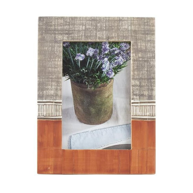 Saro Lifestyle PF204.M57 5 x 7 in. Two-Tone Bone Picture Frame, Multi Color
