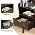thumbnail image 5 of Erinnyees Fluted Nightstand Set of 2, Modern Mid-Century Bedside Table with USB Charging Station, Storage Drawer & Open Shelf , Curved Profile Nightstand for Bedroom, Living Room,Walnut, 5 of 7
