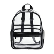 Kingzram Clear Backpack for Women,Girls Transparent Backpacks See Through Plastic Bookbags (Black)