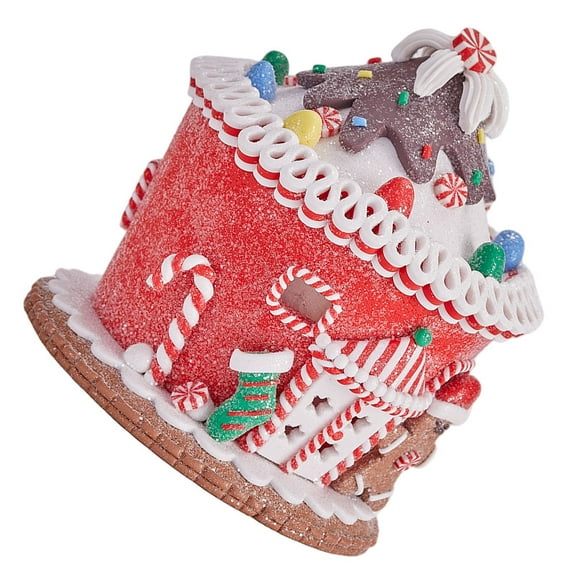 OFFIGAM Lighted Resin Gingerbread Castle Figurine Multi-Color Christmas Holiday Tabletop Decoration