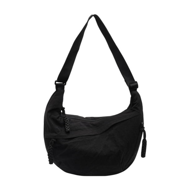 Bolsa de hombro simple Bolsa de Nylon Nylon Crossbody para viajar en el trabajo de compras Negro