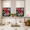 thumbnail image 3 of Watercolor Flowers Curtain Valances Set Tropical Plants Red Althea Kitchen Curtains 24&nbsp;inch Length Rod Pocket Valance and Tiers 3 Piece Set Small Bedroom Bathroom Laundry Decor, 3 of 9