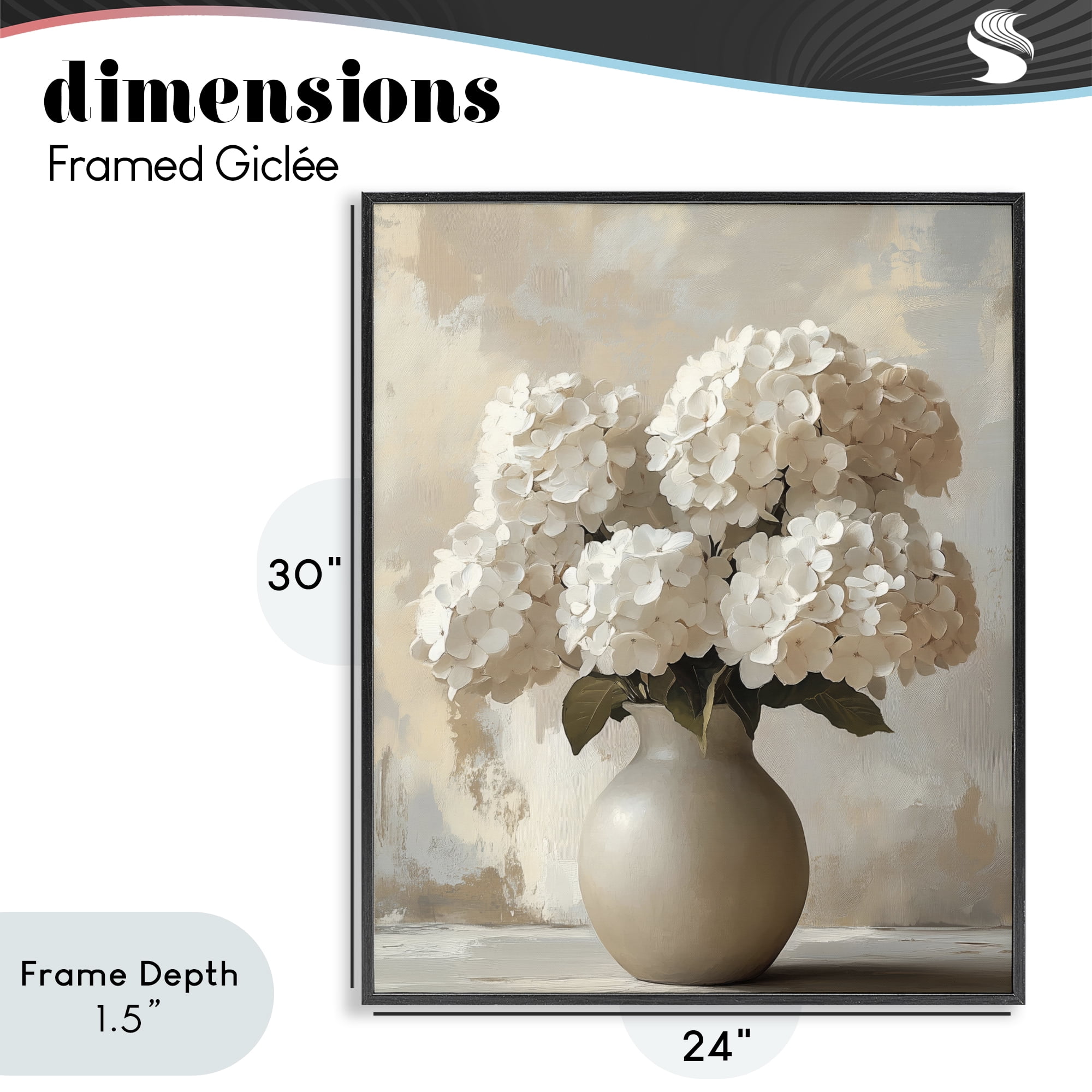 Stupell Industries Vase of Hydrangeas in Bloom Black Framed Giclee Art, design by LSR Design Studio