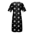 thumbnail image 4 of up to 60% off Gifts Usmixi Formal Dresses for Women Short Sleeve Round Neck Butterfly Print Summer Long Dresses Sexy Lace Trim Plus Size Swing Pocket Tunic Maxi Dress Gray m, 4 of 6