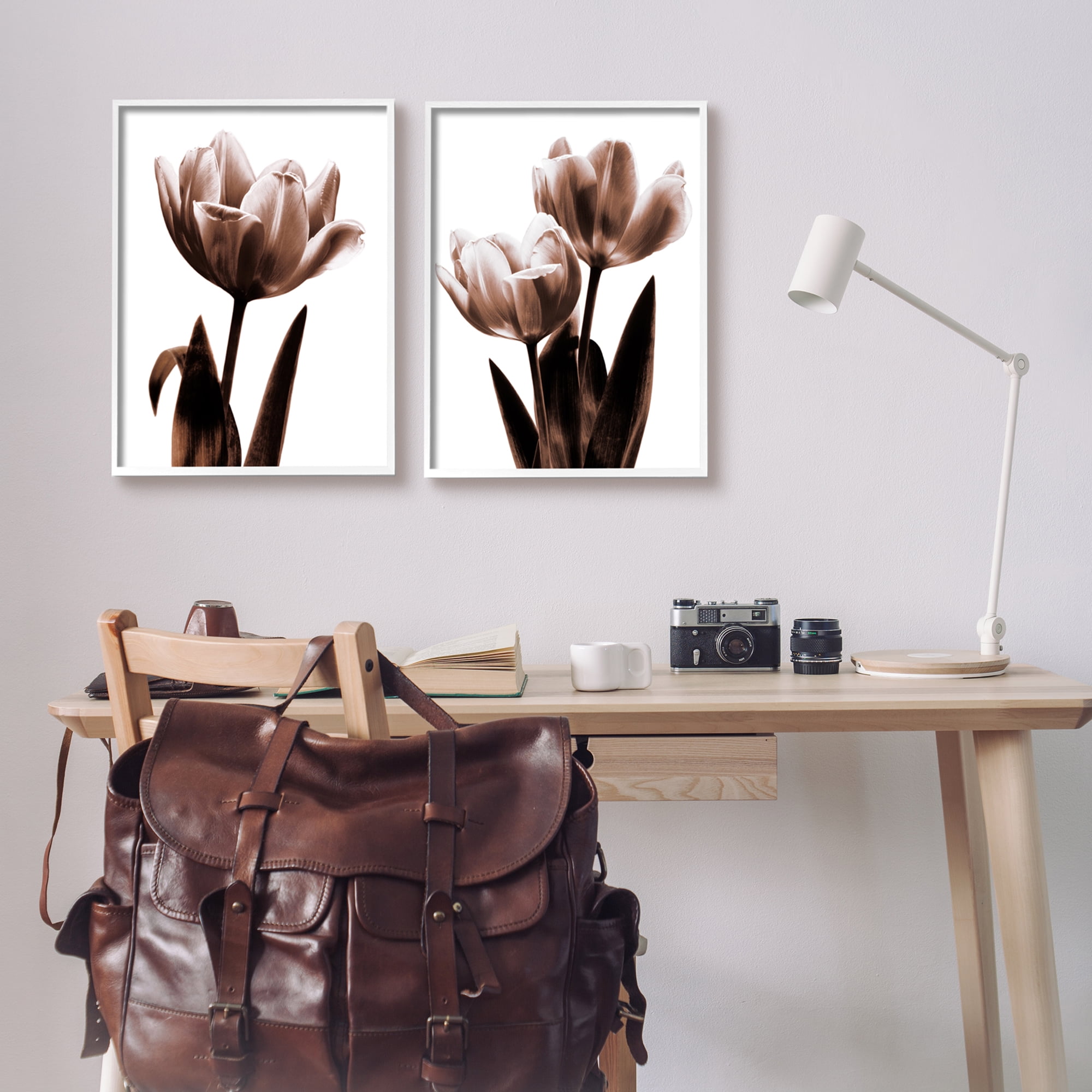 Stupell Contemporary Tulips Photography Botanical & Floral Photography White Framed Art Print Wall Art, Set of 2