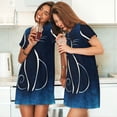 thumbnail image 3 of Salouo Cat Sketch Print Short Sleeve Sleepshirt for Womens Comfy Nightgown Scoopneck Cute Nightdress Ruffle -XX-Large, 3 of 7
