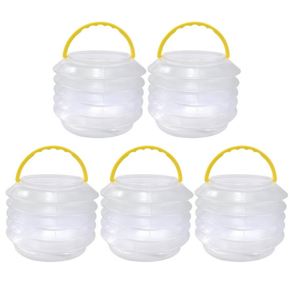 ROSENICE 5 Sets Brush Washing Bucket Collapsible Plastic For Household Use Portable Square Transparent 10X9.5in