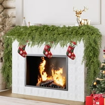 9FT Cedar Christmas Garland, Realistic Green Pine Garland, Artificial Cypress Garlands for Mantle, Fireplace, Table, Door, Wall & Upstairs Indoor & Outdoor Xmas Holiday Decorations