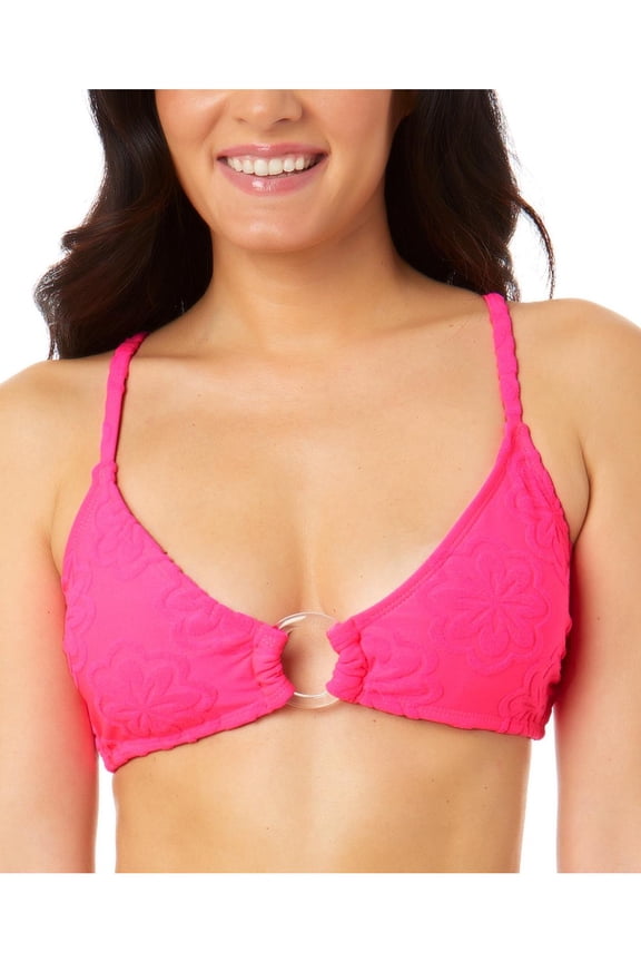 Womens Juniors Terry Cloth O-Ring Bikini Swim top
