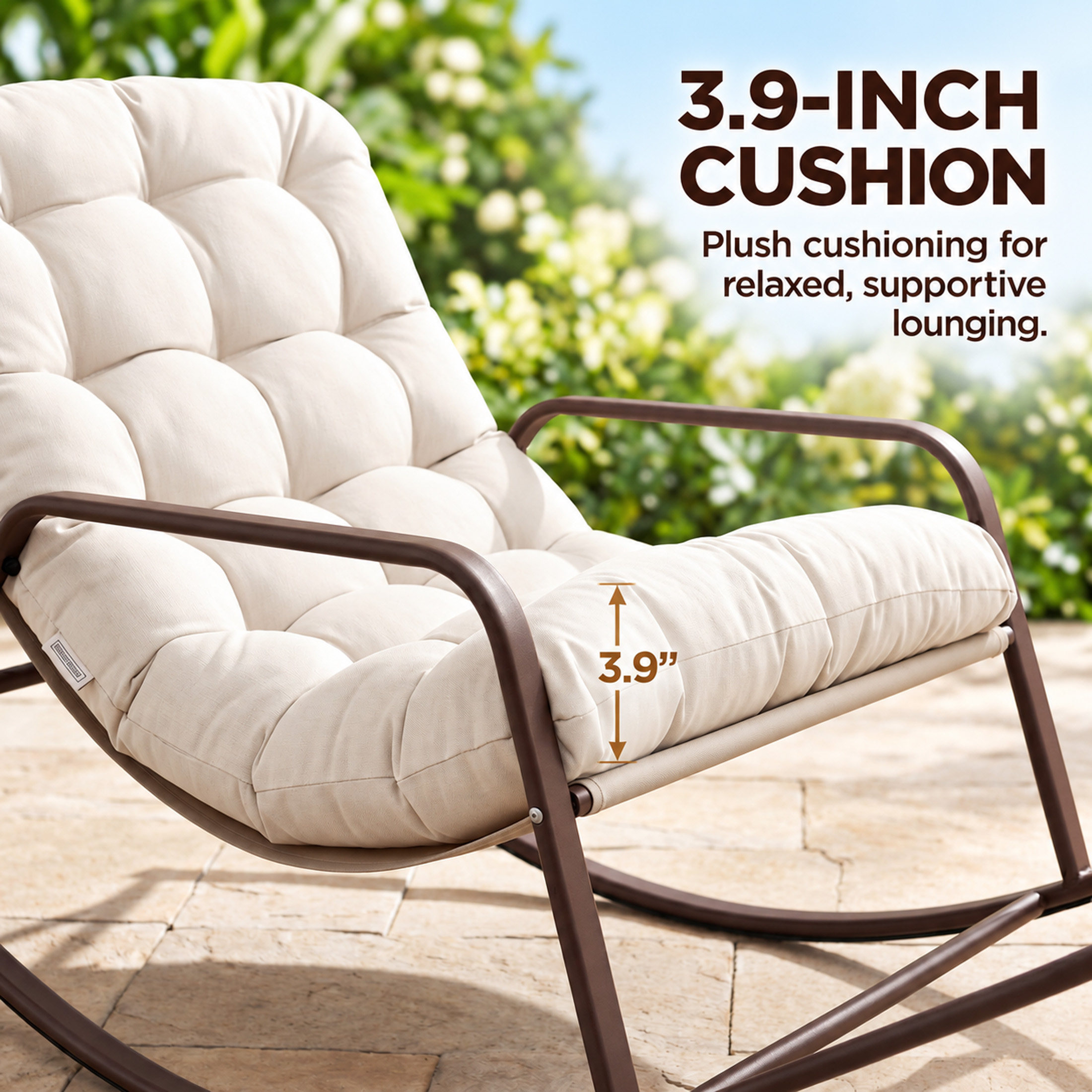 Radiata Oversized Rocking Chair with Footrest, Beige photo 6