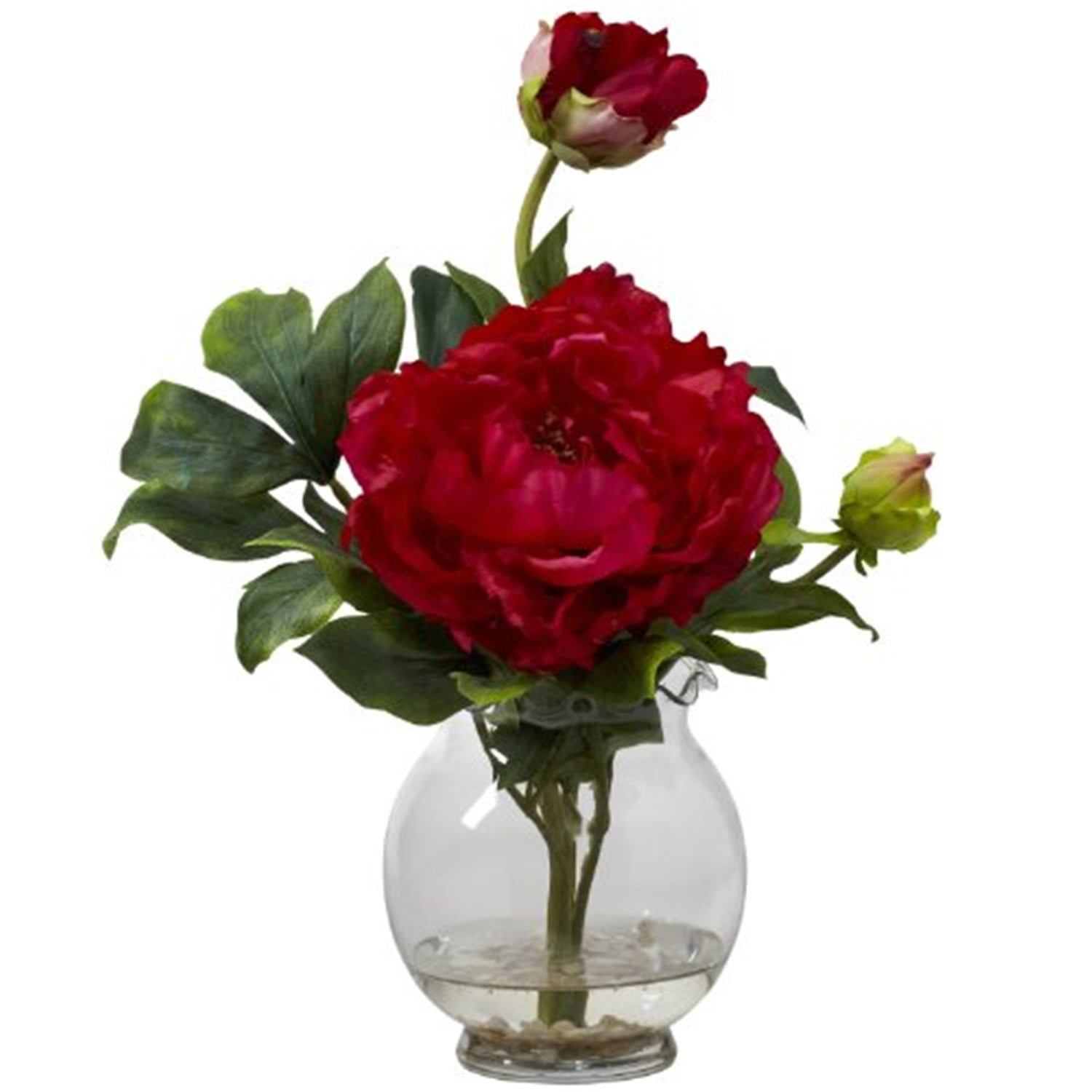 Red/White Nearly Natural 1219-RW Fancy Rose Silk Flower Arrangement 