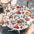 thumbnail image 2 of Red Mushrooms Round Tablecloth, Fitted Table Cover with Elastic for 55"-60" Round Tables, Maple Leaves Plants Country Botanical Table Cloth Outdoor Indoor Dinning Party Waterproof Tablecloths, 2 of 7