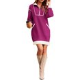thumbnail image 4 of Women Casual Long Sleeve Sweatshirt Dress Quaeter Zipper Lapel Loose Mini Dresses, 4 of 7