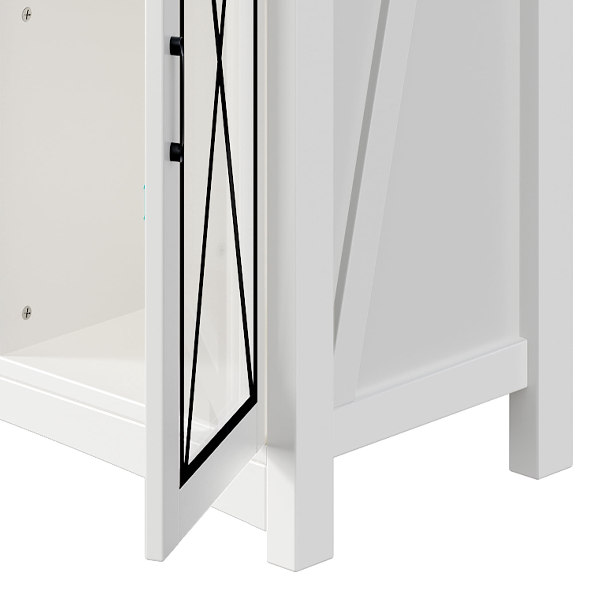 Uforic Wine Cabinet with Power Outlets & LED Lights, Bar Table with Wine Storage & Glass Rack, White