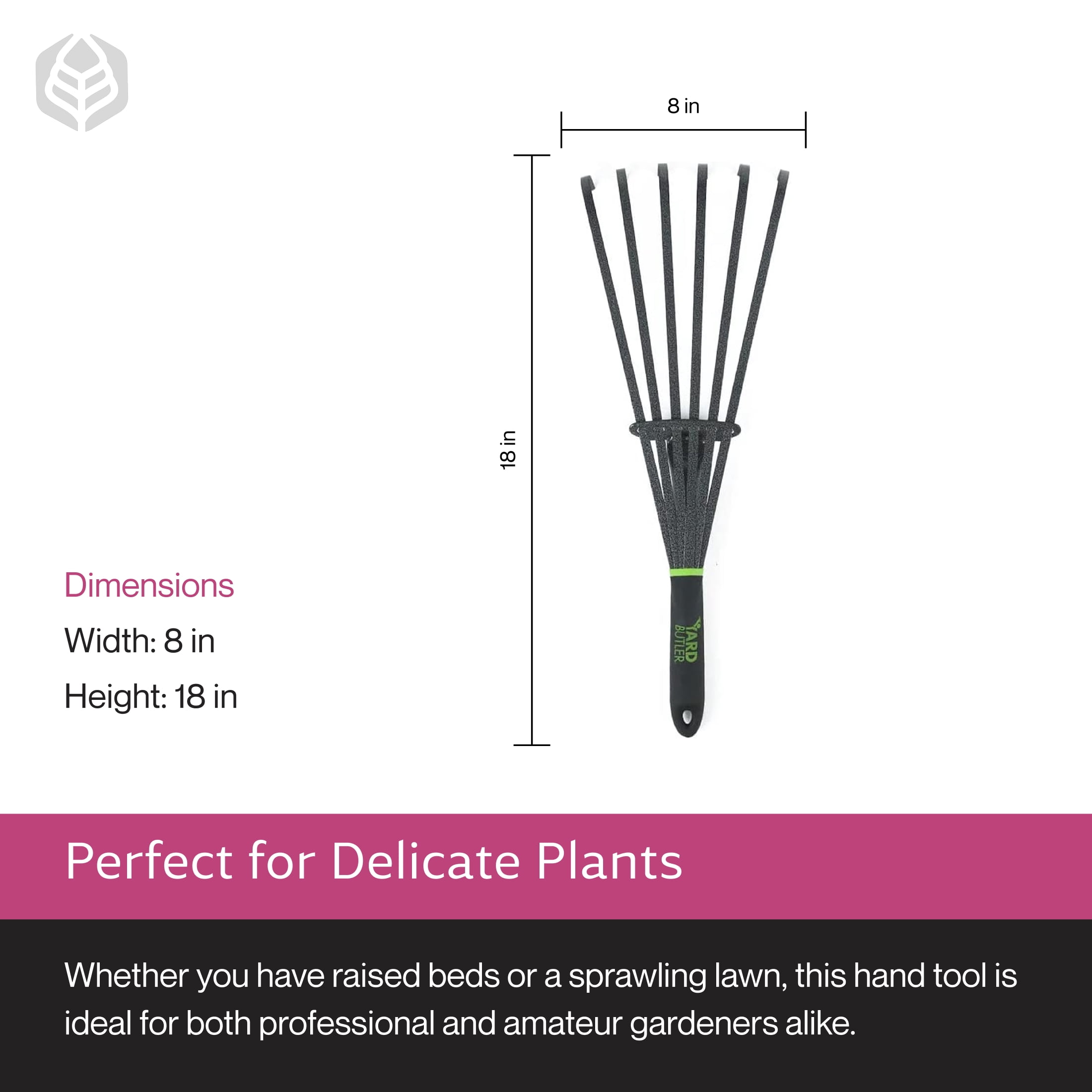 Yard Butler Terra Rake All Steel 18” Floating Tine Leaf and Debris Clearing Hand Garden Spring Rake – WHR-6