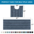 thumbnail image 2 of 2-Piece Bathroom Rug Set, 20" x 32" Plus 17" x 24", Extra Thick Chenille Striped Long Pile Bath Mats, Non-Slip Floor Mat For Bathroom, 2 of 6
