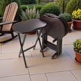thumbnail image 3 of FurniFact Dark Espresso Solid Wood TV Tray Set – Folding Snack Tables with Stand, 3 of 5