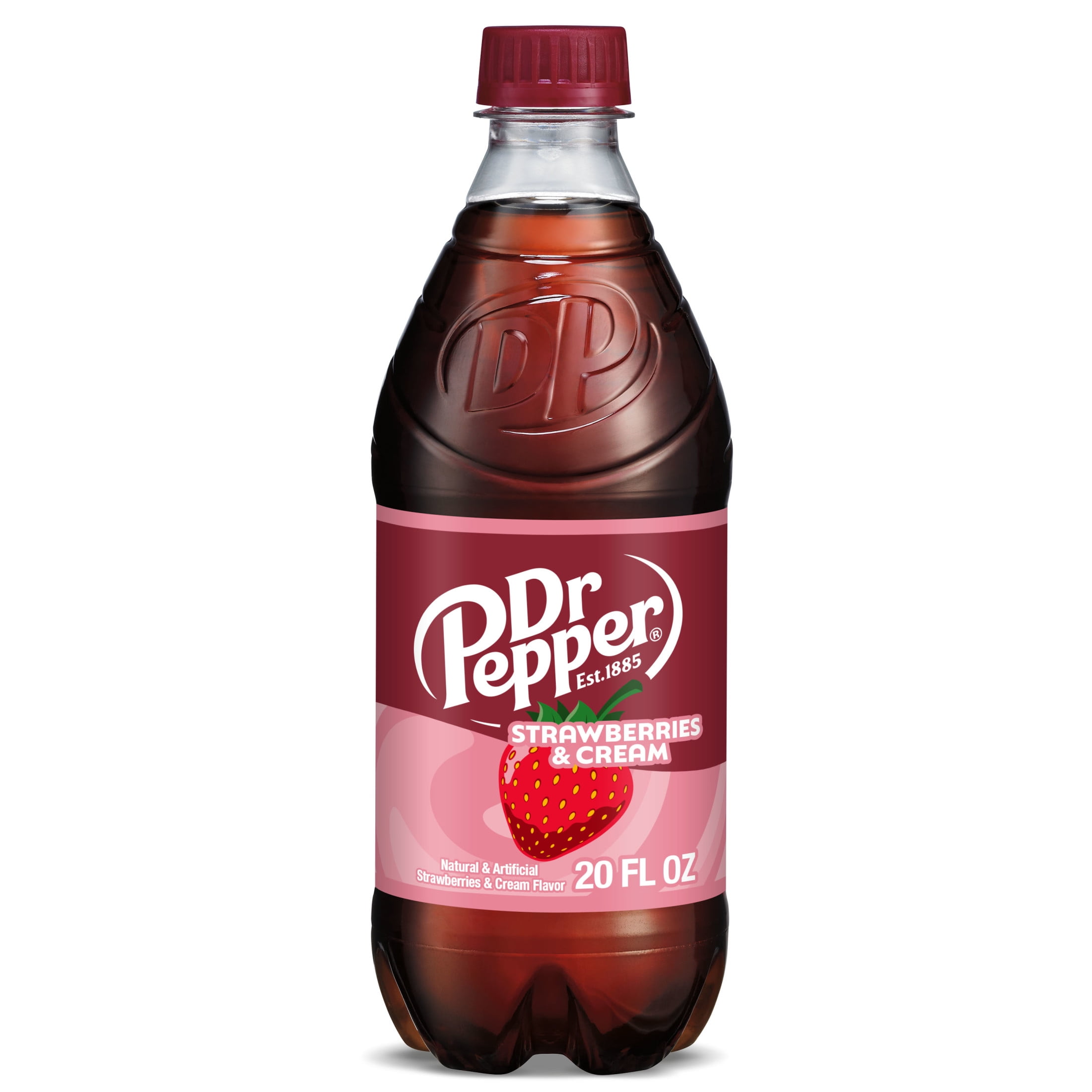 (2 pack) Dr Pepper Strawberries and Cream Soda Pop, 20 fl oz, Bottle