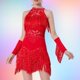 thumbnail image 3 of Vestido de baile latino Salvador fiesta brillante tango club nocturno rojo L, 3 of 10