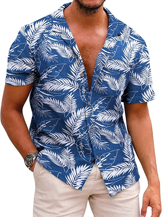 COOFANDY Men's Hawaiian Aloha Shirt Short Sleeve Casual Button Down Floral  Print