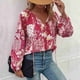 thumbnail image 5 of Camisa de manga larga de linterna para mujer,Camisa informal con cuello en V para mujer Blusa de gasa para mujer Impulsada por el rendimiento, 5 of 8