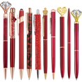 thumbnail image 1 of HAHDAXIA 10 Pcs Stylos à Bille Pailletés Rouges, Stylos d'Écriture Confortables, Stylos Mignons Rétractables en Métal Jolis pour le Journal en Vrac, Encre Noire Pointe Moyenne (1,0 mm), 1 of 6