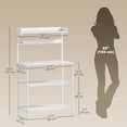 thumbnail image 3 of Kitchen Bakers Rack with Power Outlet, Microwave Stand, Coffee Bar with Adjustable Shelves, 5 Hooks for Spices, Pots and Pans, Distressed White, 3 of 9