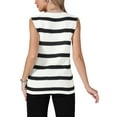 thumbnail image 3 of INSPIRE CHIC Crochet Tank Top for Women's Stripe Sleeveless Summer Hollow Out Vacation Casual Vest S Black White, 3 of 6