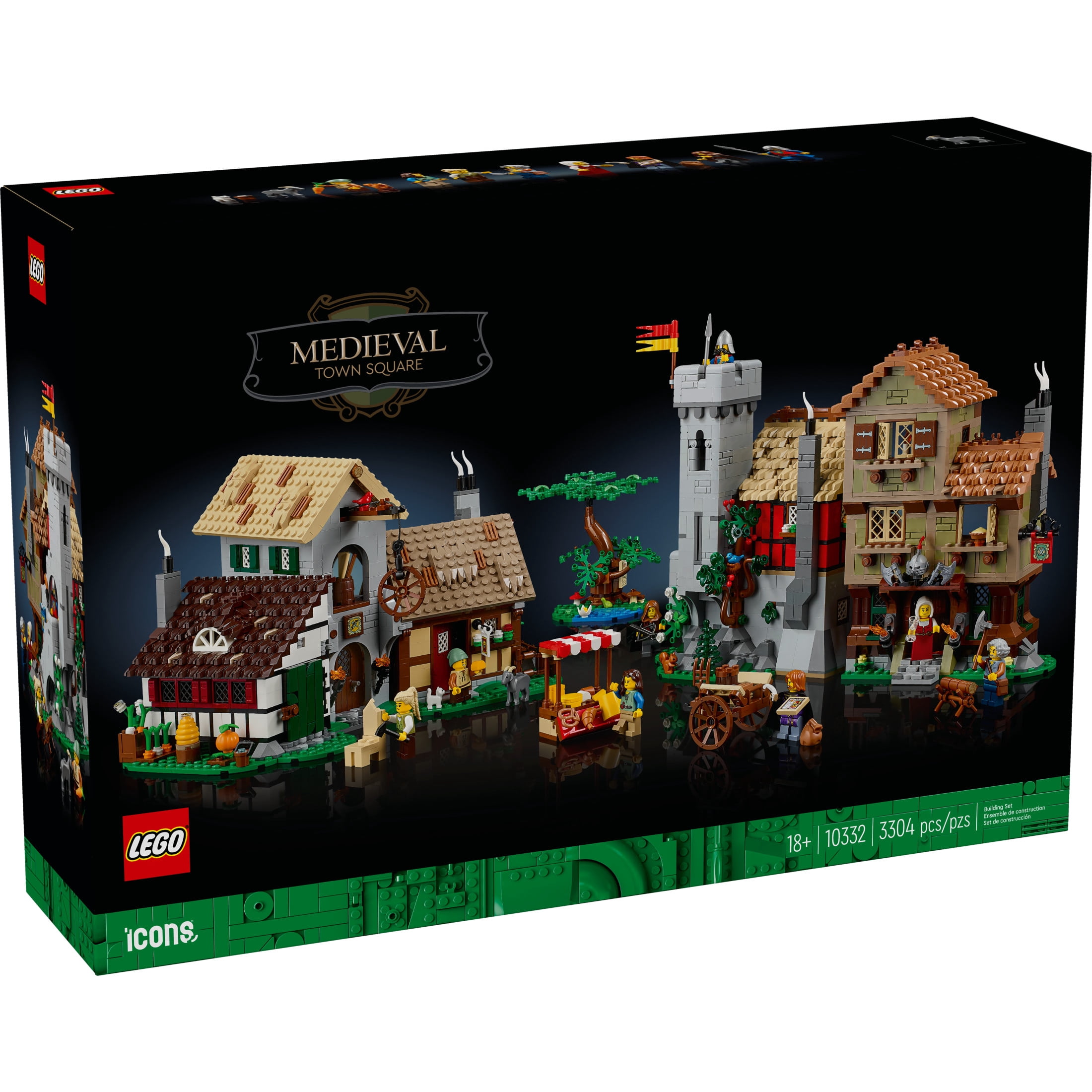 LEGO Icons Medieval Town Square Building Set for Adults - Office or Shelf Decor for Men & Women, Ages 18+ Years - W/ 8 Medieval Minifigures - Gift for Birthdays - 10332