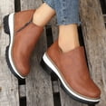 thumbnail image 5 of BONIXOOM Fall Boots For Women Pumps Low Heel Leather Slip-On Ankle Boots Brown 39(US:7), 5 of 8