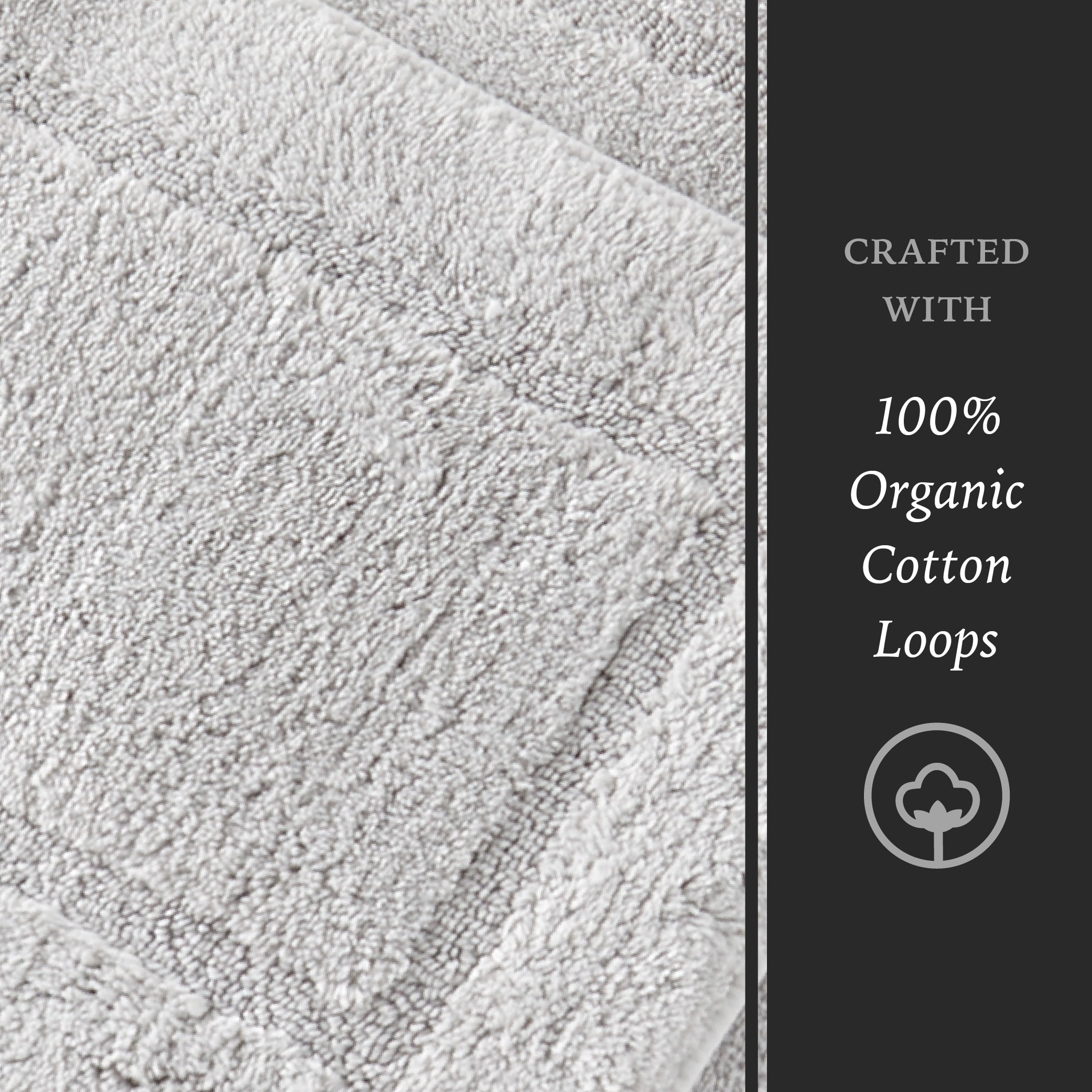 Hotel Style Organic Cotton 2-Piece Bath Rug Set, Platinum Silver
