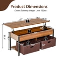 thumbnail image 4 of YYAo Coffee Table Butcher Block Top Large Accent Table,Lift Top Coffee Table Central Table with Drawers and Hidden Compartment for Living Room-Brown, 4 of 9