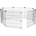 thumbnail image 1 of Jaula plegable octogonal de metal para perros, de interior y exterior, puerta individual, (8 paneles, 24 x 30 pulgadas), fácil de montar y almacenar, medida S, color negro, 1 of 7