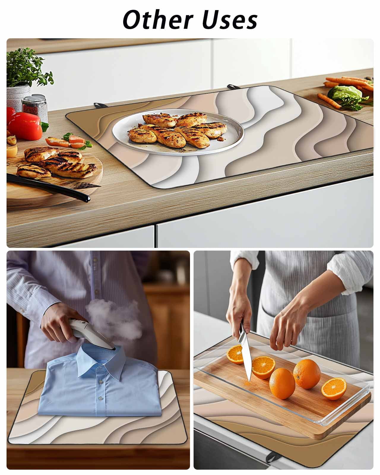 Stove Top Covers for Electric Stove, Beige Ombre Glass Stovetop Cover Protector, Modern Geometric Abstract Aesthetic Cream Induction Cooktop Protector Oven Mat for Kitchen Countertop 24"x21"