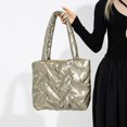thumbnail image 2 of Bolso de hombro acolchado para mujer, bolso de mano, bolso cruzado (champán), 2 of 9