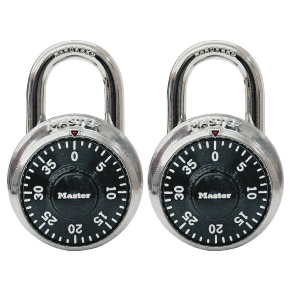 Master Lock 3-Digit Combination Padlock School and Gym Lock, Black, 2 pack