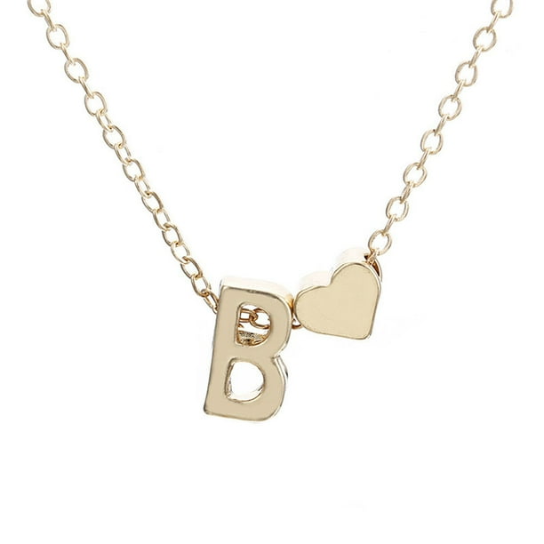 Collar para mujer, joyería para mujer, joyería de moda para mujer, lindo collar con colgante de cadena y letras de corazón para mujer, joyería de moda para mujer