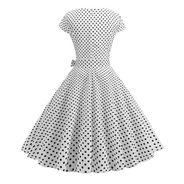 Women s 1950 Elegant Vintage printed Flared A Line Swing Dresses Casual Cocktail Tea Party Dresses Short Sleeve Walmart