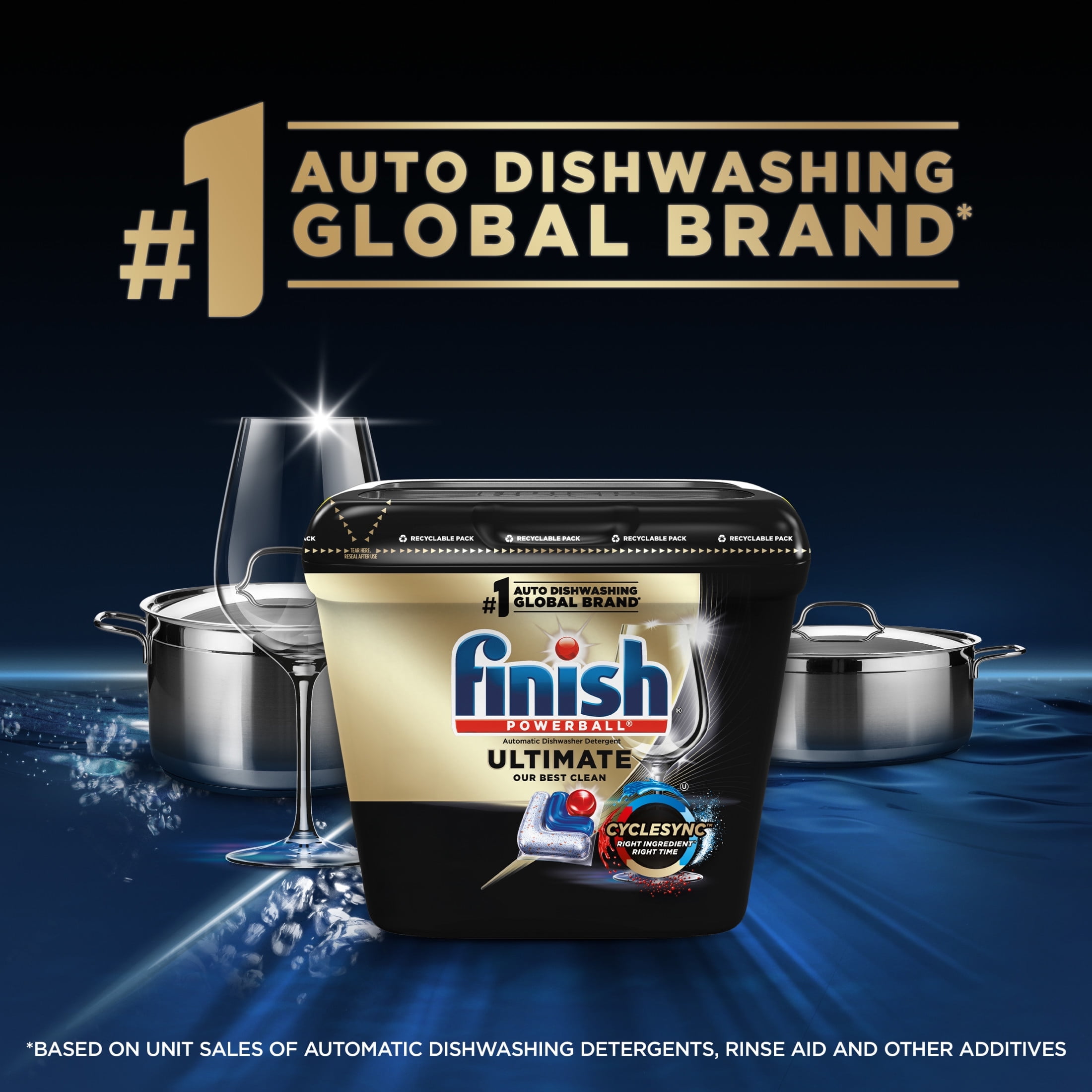 Finish Ultimate Dishwasher Pods, No Pre-Rinse Dishwasher Detergent Soap Tabs, Our Best Clean, 62 Count